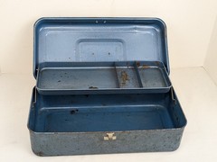 My Buddy #1351 One Tray Tackle Box Vintage Blue-Green Metal Fishing Tool Storage