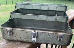 Vintage My Buddy Aluminum Two Tray Tackle Box W Metal Handle Fishing