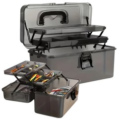 Durable PE Fishing Gear Box | Large Capacity, Black Transparent Design | Built-i
