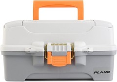 Plano One-Tray Tackle Box, Light Grey/Dark Grey, Rust-Proof Brass Latch, Top-Acc