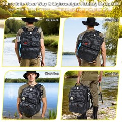 Fishing Backpack with Tackle Boxes and Rod Holder, Fish Lure Kit and Tool
