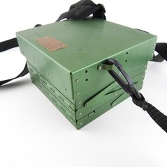 Green Anodized 3-Tier Fly Fishing Chest Box. Labeled “A Bar A Ranch”.