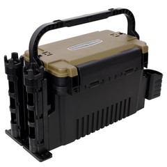 Dual Layer Tackle Box with Rod Cup Holders Army Green
