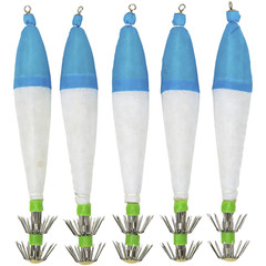 5pcs Glow in the Dark Squid Jig Lures For For Deep Sea Fishing Blue and White