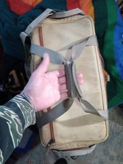 Fish Pond Field Waders Bag Canvas Plastic Bottom Beige Large Fishing Bag