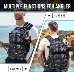 Fishing Backpack with Tackle Boxes, Waterproof Fishing Sling Tackle Bag for Fish