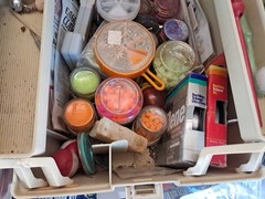 Tray Tackle Box Loaded w/Assorted Old & New Fishing Lures And Tools Ov