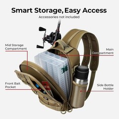 Lightweight Khaki Fishing Backpack with Rod Holders & MOLLE Loops – 4-Way Carry