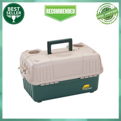 Plano 6-Tray Hip Roof Tackle Box, Green/Sand, Large Storage, Fishing Organizer