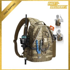 Piscifun Fishing Backpack with Rod Holder Lightweight Sling Bag Storage Gear and