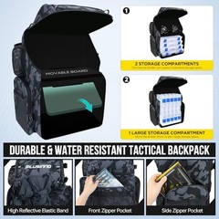Cooler Fishing Backpack with Rod Holders 45L Large Water-resistant Black Camo