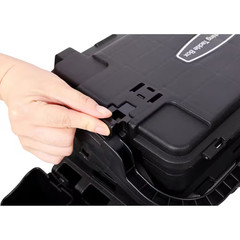 9 In. W Black Plastic Portable Dual-Layer Fishing Tackle Tool Box with Rod Holde