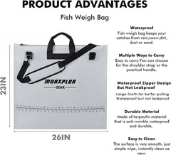 Fish Bag Heavy Duty Tournament Fishing Weigh in Bag 26X23 19X34 Inches
