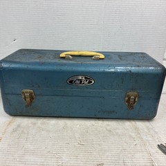 Vintage Old Pal Metal Fishing Tackle Box 3 Tray Blue Lititz Pa