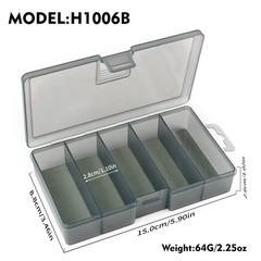 5 Grid Fishing Tackle Box 3 Sizes Lure Storage Organizer for Bait & Fishing