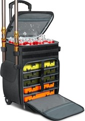 Fishing Tackle Box on Wheels with Rod Holders & 54L Storage Capacity