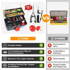 TCMBY 3 Layers Tackle Box with 11.0*5.5*5.1 inches, White Black