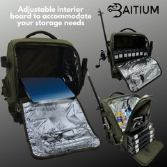 Baitium Fishing Backpack, Tackle Bag With Rod Holders, 40L Capacity With Cool…