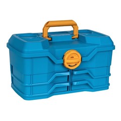 Medium Fishing Tackle Box 14 Inches Plastic Blue Waterproof Storage Organizer