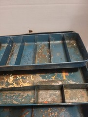 Vintage Union Steel Chest Two Trays Tackle Box Teal Blue