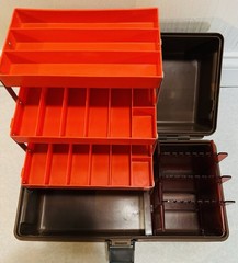 Vintage Flambeau Adventurer 3 Tray Tackle Box – Brown w/ Orange Trays – USA Made