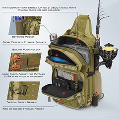 Lightweight Tactical Sling Fishing Backpack – Storage Bag for Gear & Equipment,
