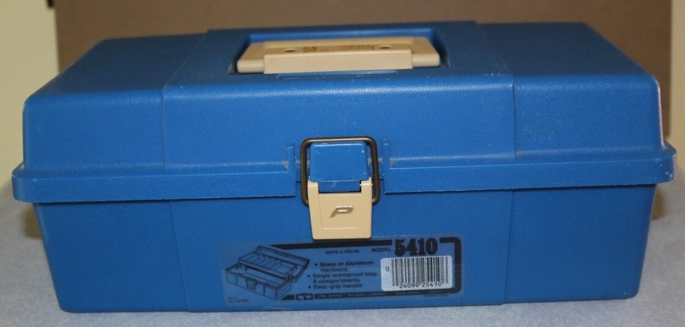 Vintage Plano 5410 BLUE Tackle Box Single Tray 6 Compartments Excellent Cond.