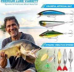 Fishing Lures, 137Pcs Tackle Box with Tackle Included, Crankbaits, Spoon, Hoo…