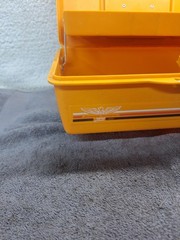 Vintage Fenwick Woodstream 1040 Tackle Box Orange Plastic Locking Fly Fishing