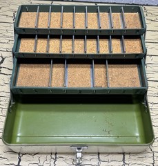 VTG Simonsen Chicago 51 Deep Drawn Air Flo Green Metal Fisherman Tackle Tool Box