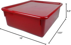 , Red Double Stowaway Tray with Lid