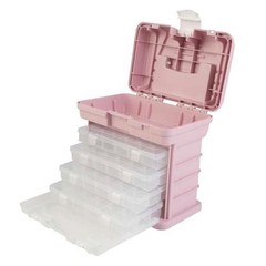 Portable Tool Box – Small Parts Organizer with Drawers and Customizable Pink