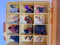 Vintage Plano Magnum Tackle Box Double Sided + Fishing Lures & Flies. 12 x 8 x 4