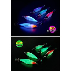 Round Belly 5g Wood Shrimp UV Glow Squid Bait Pack of 5 for Saltwater Angling