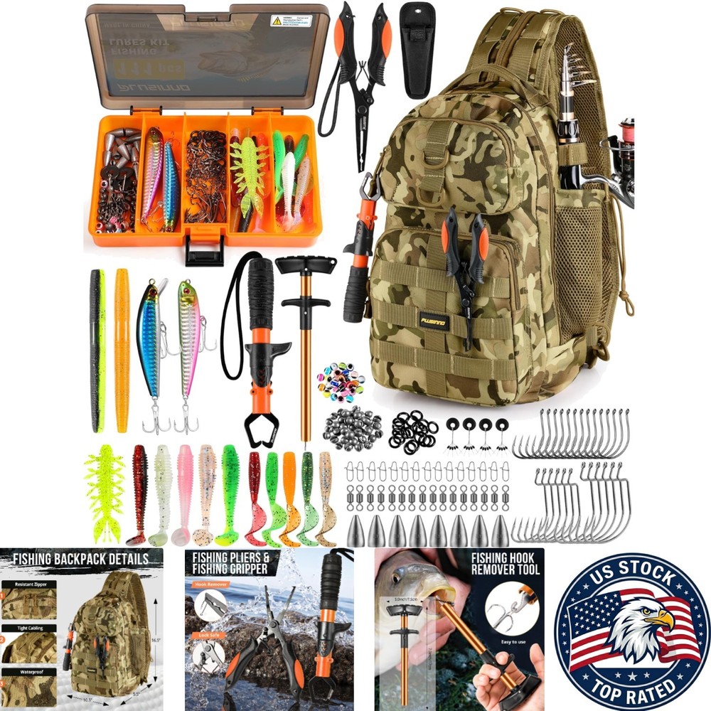 Versatile Sling Fishing Tackle Bag with Built-in Boxes & Fishing Tools for Men