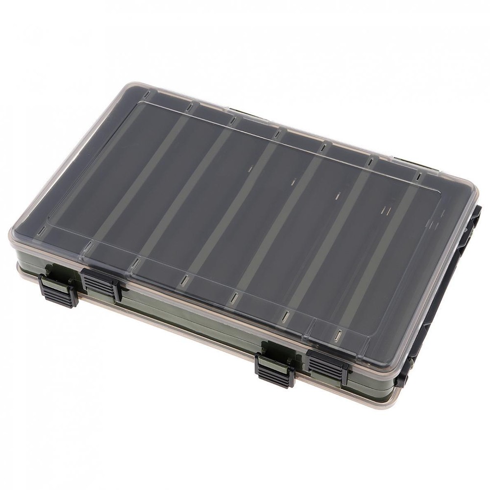 Double Side 14 Compartments Fishing Lure Box Tackle accessories Storage Case