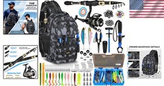 Fishing Backpack with Built-in Tackle Box & Easy Access Tool Holders