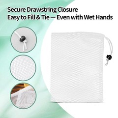 10~Pack Nylon Mesh Chum Bags for Fishing, 14×16 in Drawstring Bait Bags