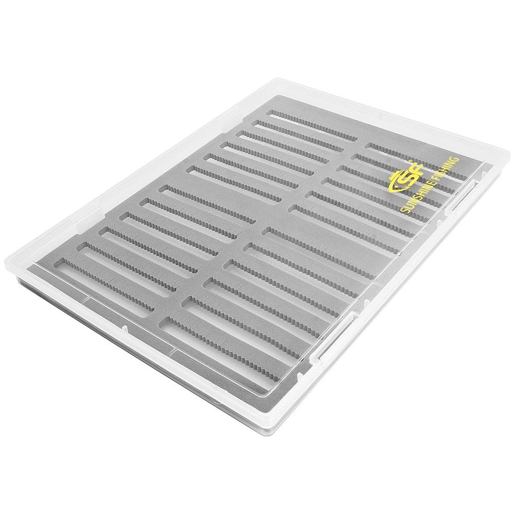 SF Collection Fly Boxes Clear 12.2”x8.86”x0.91”, Slit Foam-Clear-1Pcs-XL