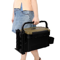 Tackle Box 11L 2 Layer Fishing Tackle Fishing Storage w/ Rod Holder & Cup Holder