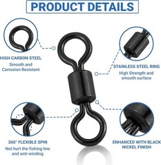 UMT 100pcs #3 65ib Fishing Barrel Swivels Stainless Steel Fishing Tackle