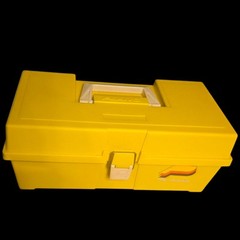 Vtg PLANO Yellow Plastic Fishing Tackle Box 6 Compartments 5.25″x13″ Model 2100