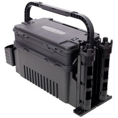 Dual layer Fishing Tackle BoxTackle w/2 Rod Holder 2 Cup Holder 1 Carring Strap