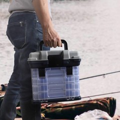 Fishing Tackle Box Kit, 4 Layers Portable Fishing Tackle Box Organizer with D…