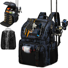 45L Fishing Backpack with Cooler, Rod Holders, and Rain Cover – Water-Resistant