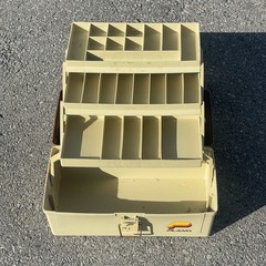 Vintage Plano 24170 Plastic Hard Case Tackle Box 3-Tray 17 Dividers Brown/Beige