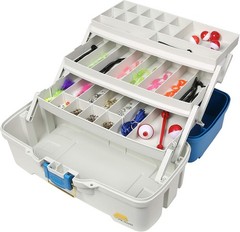 Ready-Set-Fish 3-Tray Tackle Box W/ Tackle Aqua Blue/Tan One Size