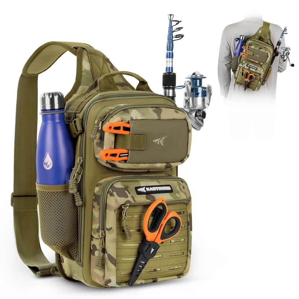 KastKing BlowBak Tactical Sling Tackle Standard, A: Khaki Camo（14” X 8” X 6”）