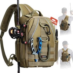 Compact Fishing Backpack with Shoulder Strap – Lightweight and Organizing, Khaki