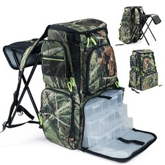 Fishing Backpack Tackle Box Bag With Rod Holder Boxes 60l Foldable Fishing Chair